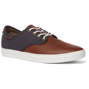 Vans “Ludlow” Brown/Dress Blues Canvas and Leather Sneakers